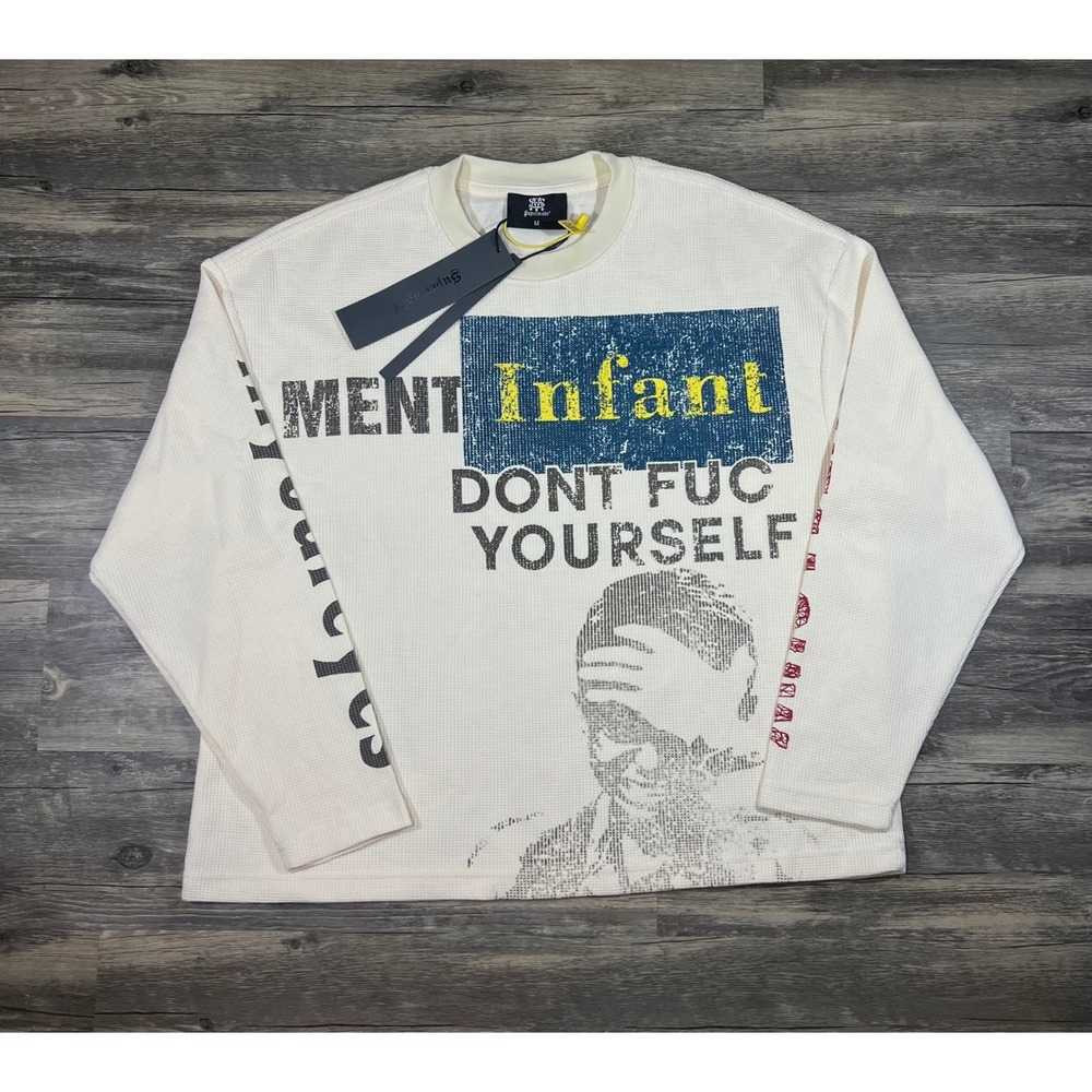 Supermade Japanese Streetwear Graphic Thermal Long Sleeve Shirt NWT Size M